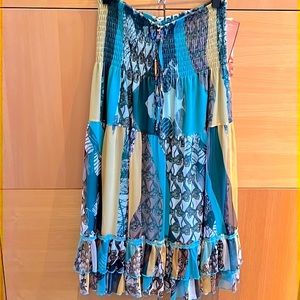 LAPIS. Ruffled, Smocked Midi Skirt Dress